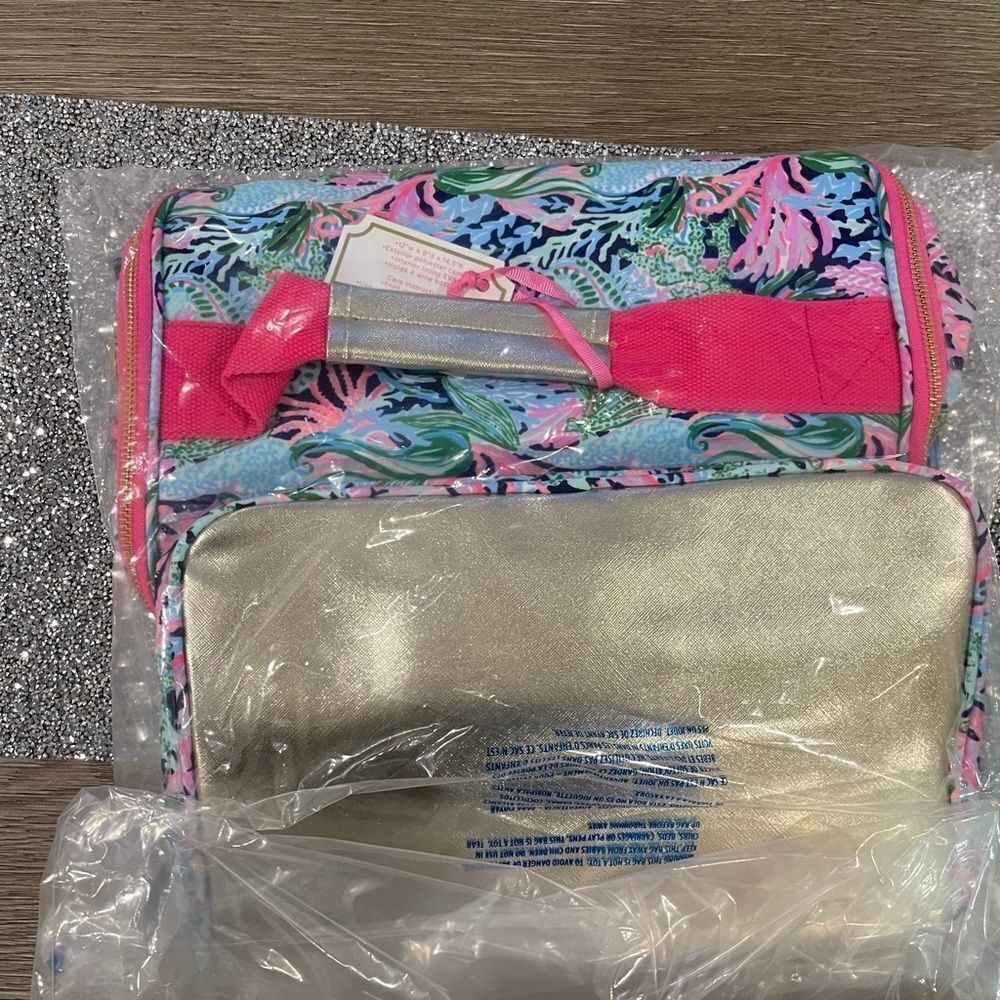 Lilly Pulitzer Insulated Wine Carrier picnic cooler basket NEW mermaid - Picture 2 of 4